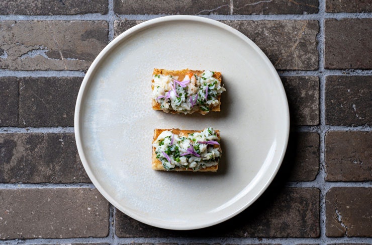Mud crab on toast from Ruse Parramatta.